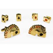 Hand of Playing Cards Gold Trim Cufflinks and Studs